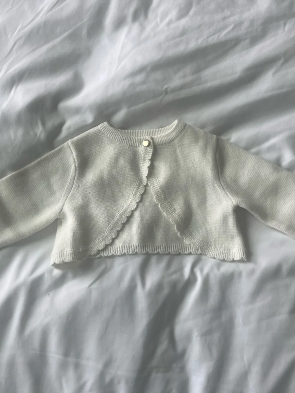 Classic White Knit Baby Cardigan